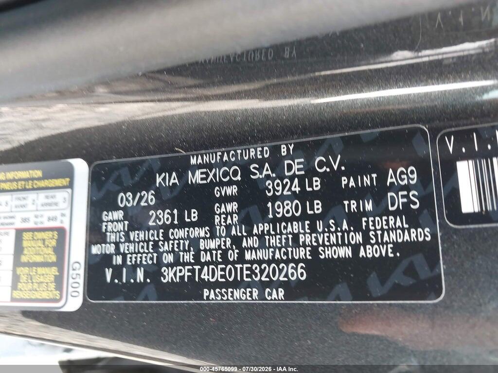 3KPFT4DE0TE320266 2026 KIA K4 photo no. 9