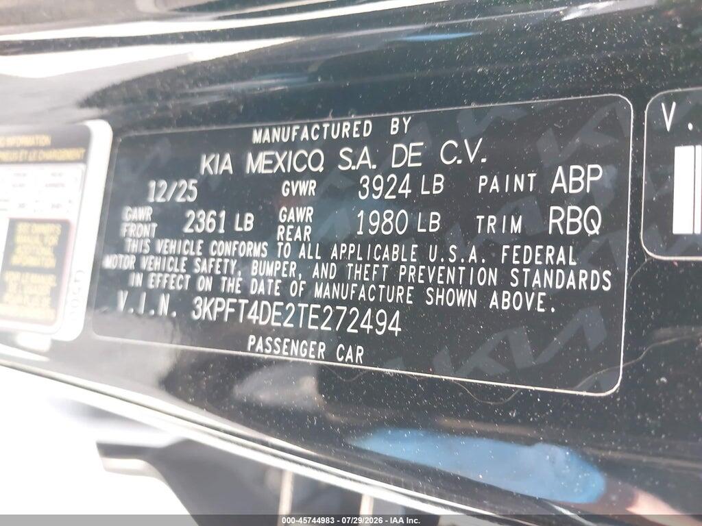 3KPFT4DE2TE272494 2026 KIA K4 photo no. 9