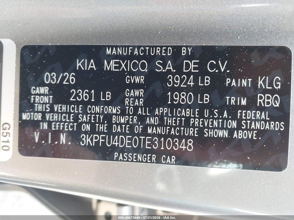 3KPFU4DE0TE310348 2026 KIA K4 photo no. 9