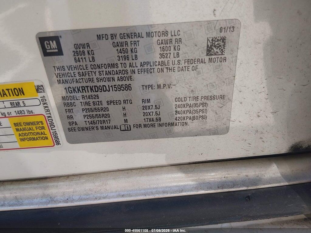 1GKKRTKD9DJ159586 2013 GMC ACADIA photo no. 9