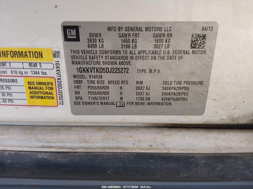 1GKKVTKD5DJ225272 2013 GMC ACADIA photo no. 9