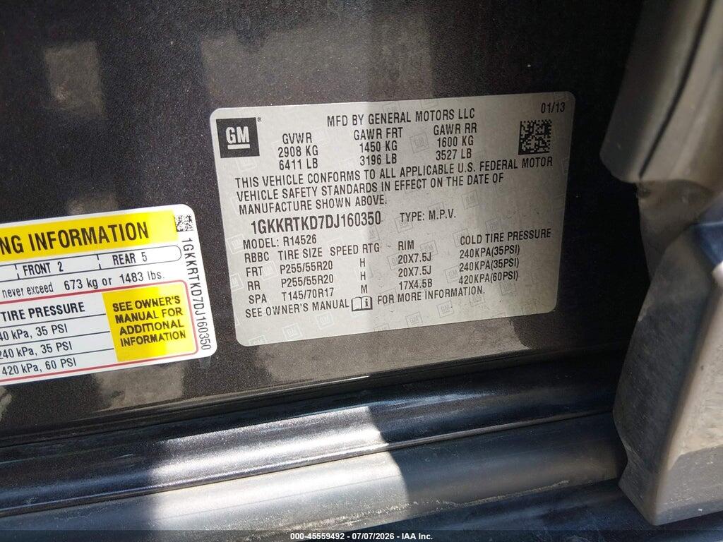 1GKKRTKD7DJ160350 2013 GMC ACADIA photo no. 9