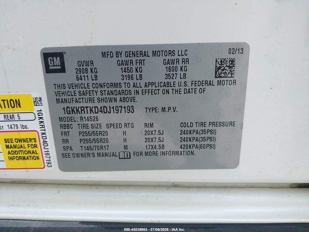 1GKKRTKD4DJ197193 2013 GMC ACADIA photo no. 9