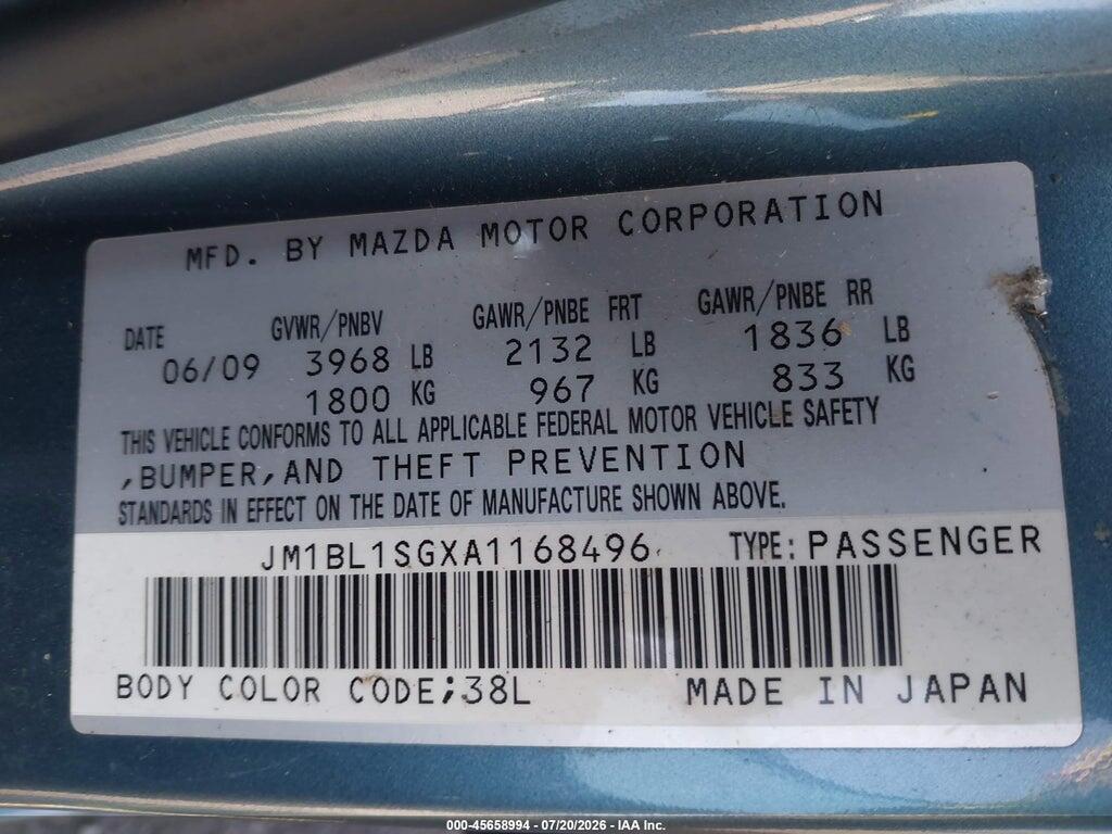 JM1BL1SGXA1168496 2010 MAZDA MAZDA3 photo no. 9
