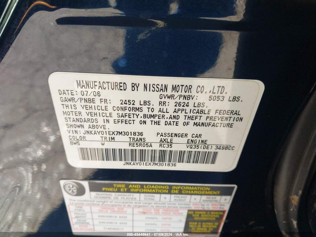 JNKAY01EX7M301836 2007 INFINITI M35 photo no. 9