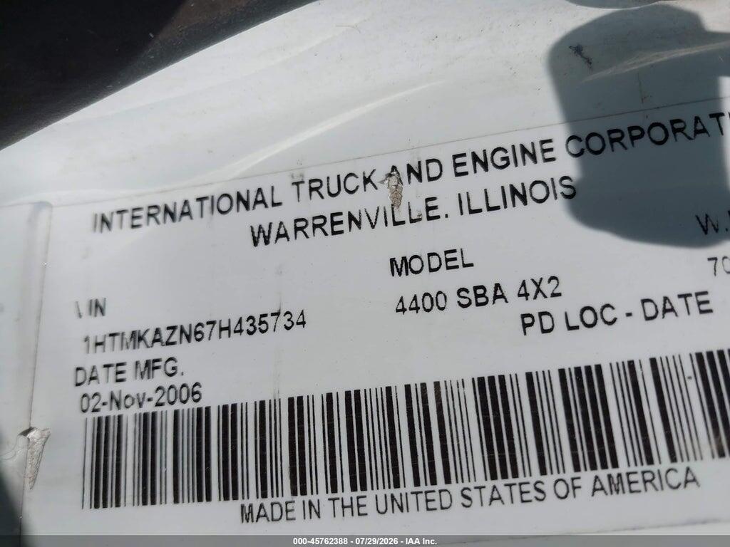1HTMKAZN67H435734 2007 INTERNATIONAL 4000 photo no. 8