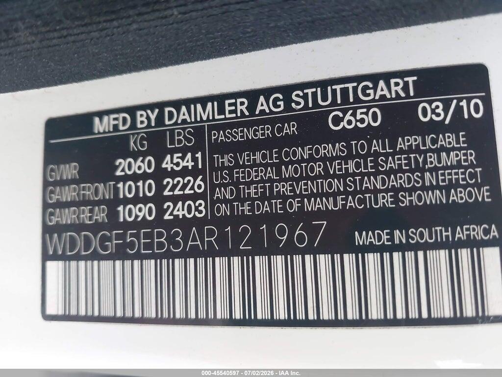 WDDGF5EB3AR121967 2010 MERCEDES-BENZ C 300 photo no. 9