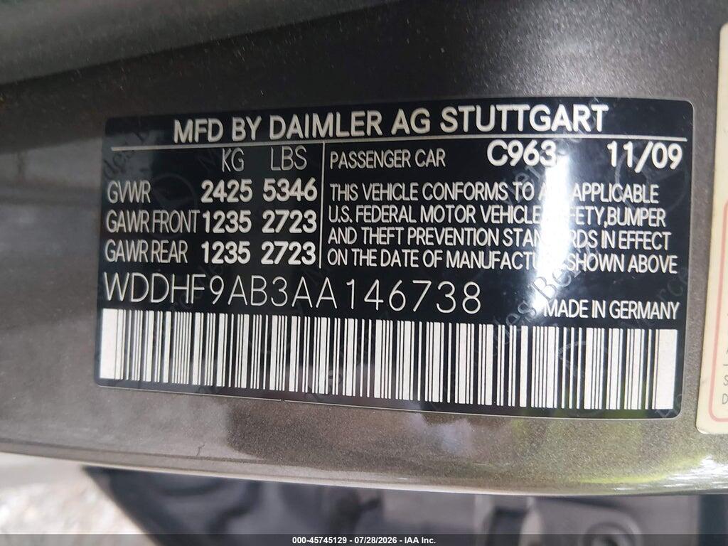 WDDHF9AB3AA146738 2010 MERCEDES-BENZ E 550 photo no. 9