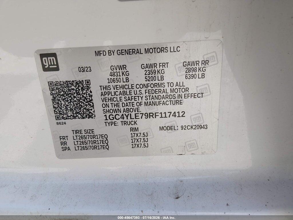 1GC4YLE79RF117412 2024 CHEVROLET SILVERADO 2500HD photo no. 9