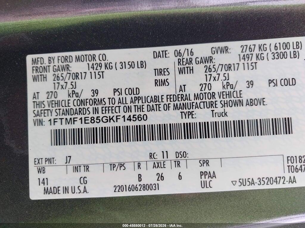 1FTMF1E85GKF14560 2016 FORD F-150 photo no. 9
