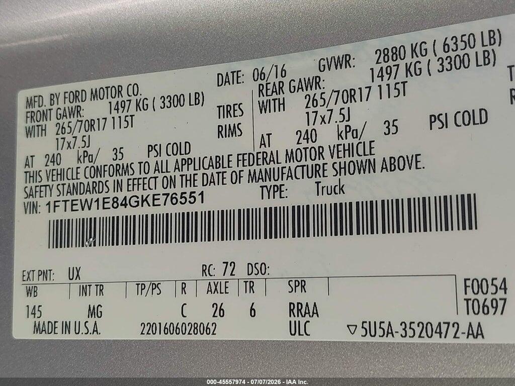1FTEW1E84GKE76551 2016 FORD F-150 photo no. 9
