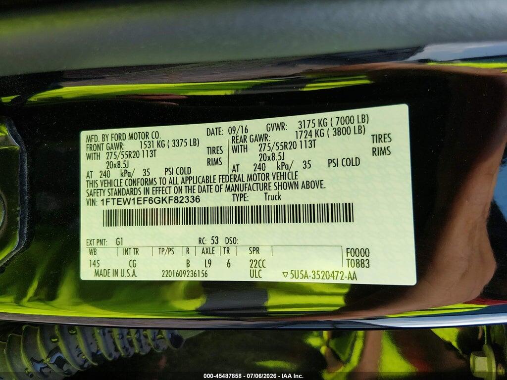 1FTEW1EF6GKF82336 2016 FORD F-150 photo no. 9