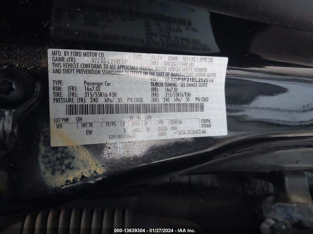1FADP3F21EL252519 2014 FORD FOCUS photo no. 9