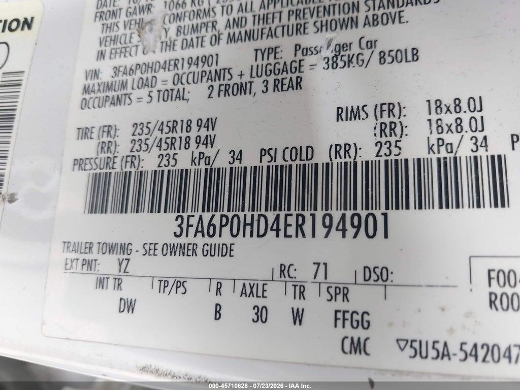 3FA6P0HD4ER194901 2014 FORD FUSION photo no. 9