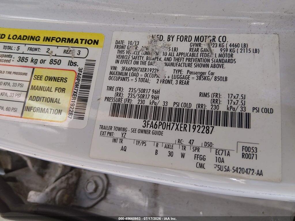3FA6P0H7XER192287 2014 FORD FUSION photo no. 9