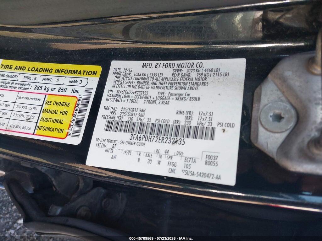 3FA6P0H72ER232135 2014 FORD FUSION photo no. 9