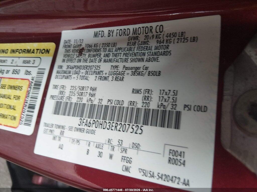 3FA6P0HD3ER207525 2014 FORD FUSION photo no. 9