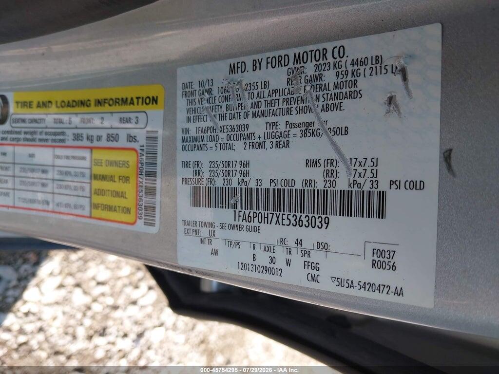 1FA6P0H7XE5363039 2014 FORD FUSION photo no. 9