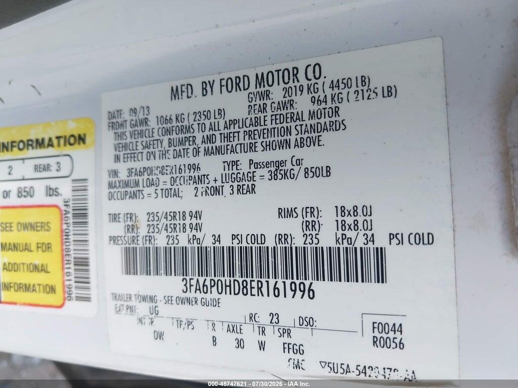 3FA6P0HD8ER161996 2014 FORD FUSION photo no. 9