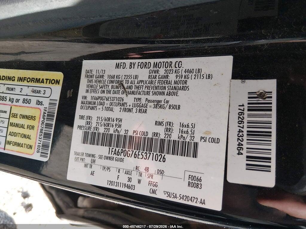1FA6P0G76E5371026 2014 FORD FUSION photo no. 9