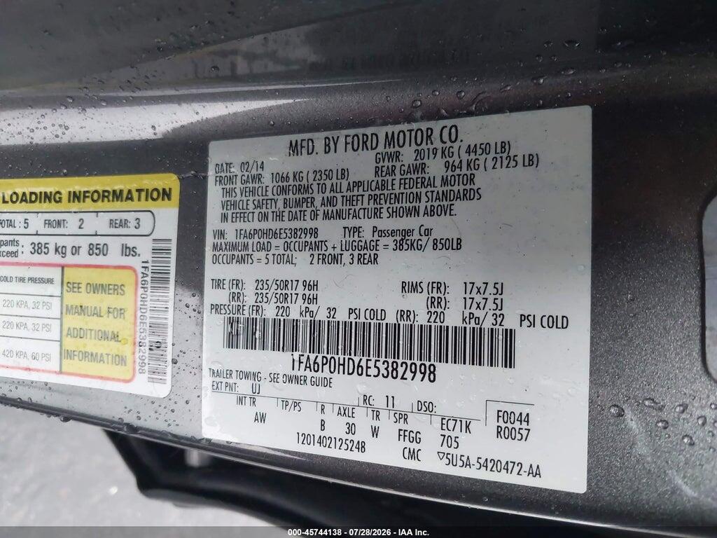 1FA6P0HD6E5382998 2014 FORD FUSION photo no. 9