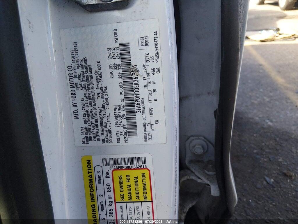 3FA6P0HD0ER362615 2014 FORD FUSION photo no. 9