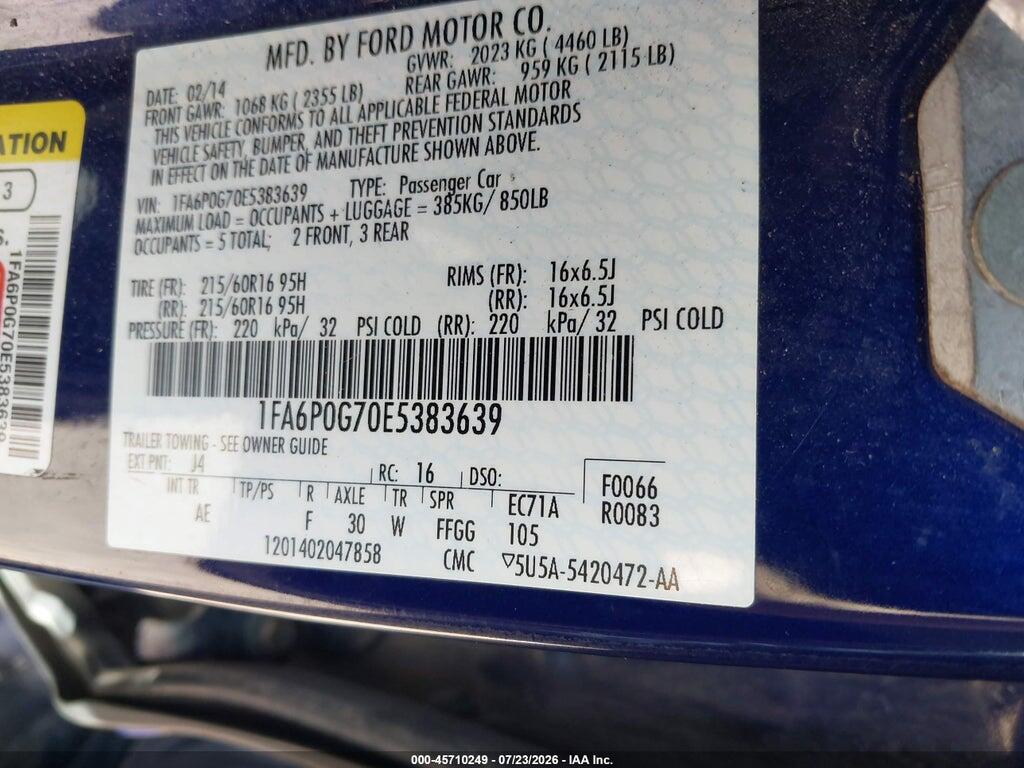 1FA6P0G70E5383639 2014 FORD FUSION photo no. 9