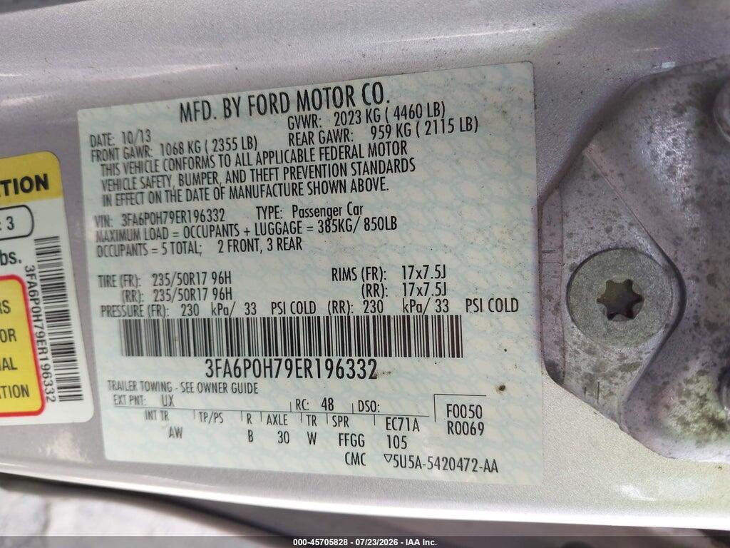 3FA6P0H79ER196332 2014 FORD FUSION photo no. 9
