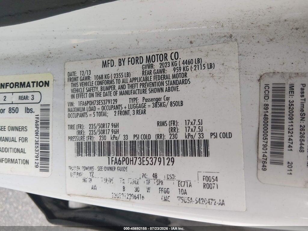 1FA6P0H73E5379129 2014 FORD FUSION photo no. 9