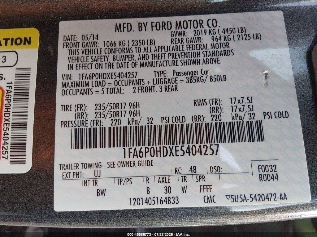 1FA6P0HDXE5404257 2014 FORD FUSION photo no. 9