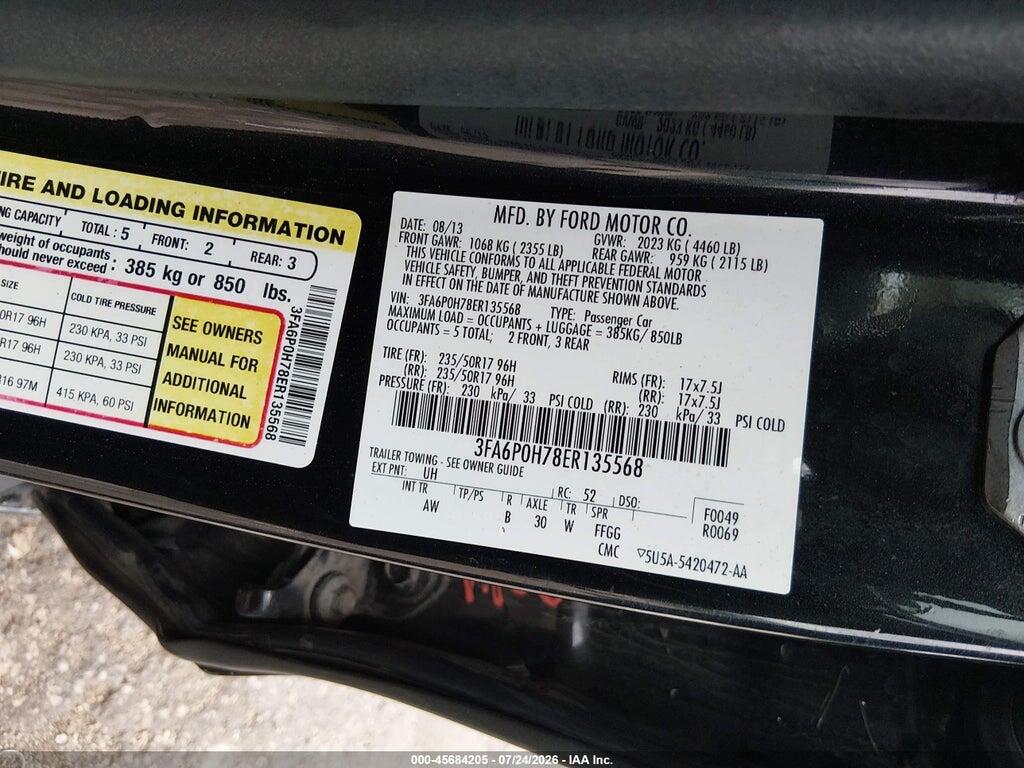 3FA6P0H78ER135568 2014 FORD FUSION photo no. 9