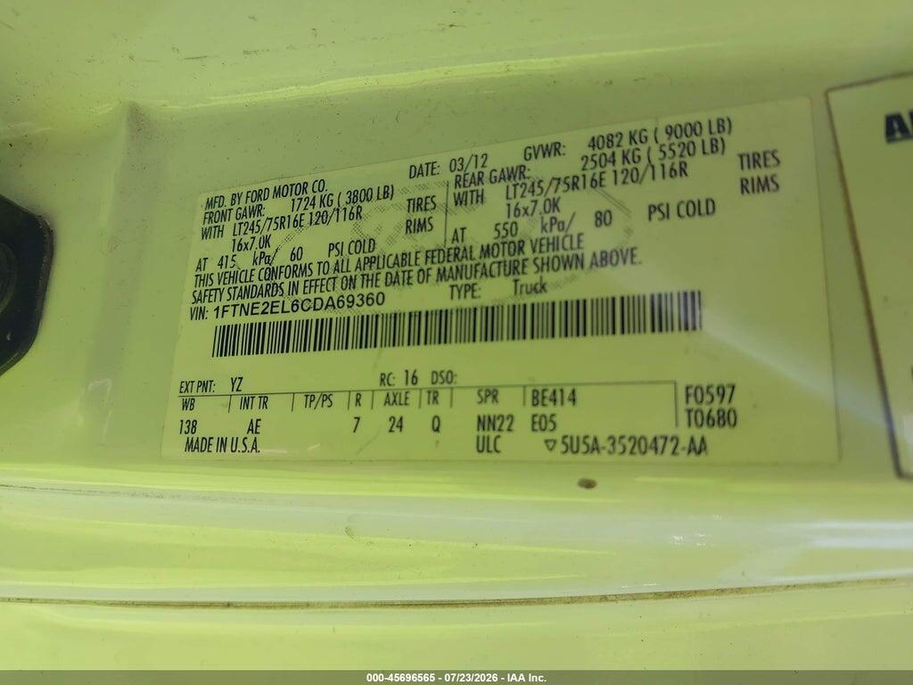 1FTNE2EL6CDA69360 2012 FORD E-250 photo no. 9