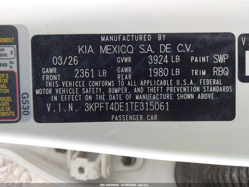 3KPFT4DE1TE315061 2026 KIA K4 photo no. 9