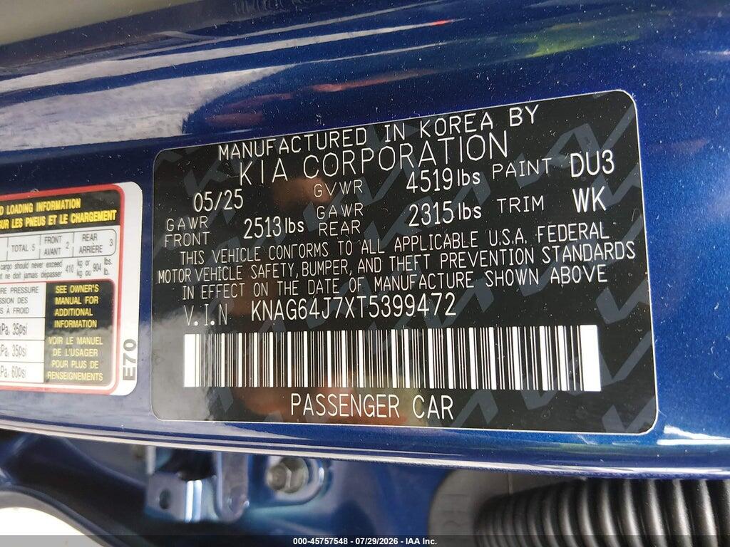 KNAG64J7XT5399472 2026 KIA K5 photo no. 9