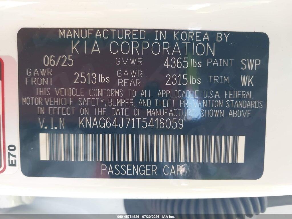 KNAG64J71T5416059 2026 KIA K5 photo no. 9