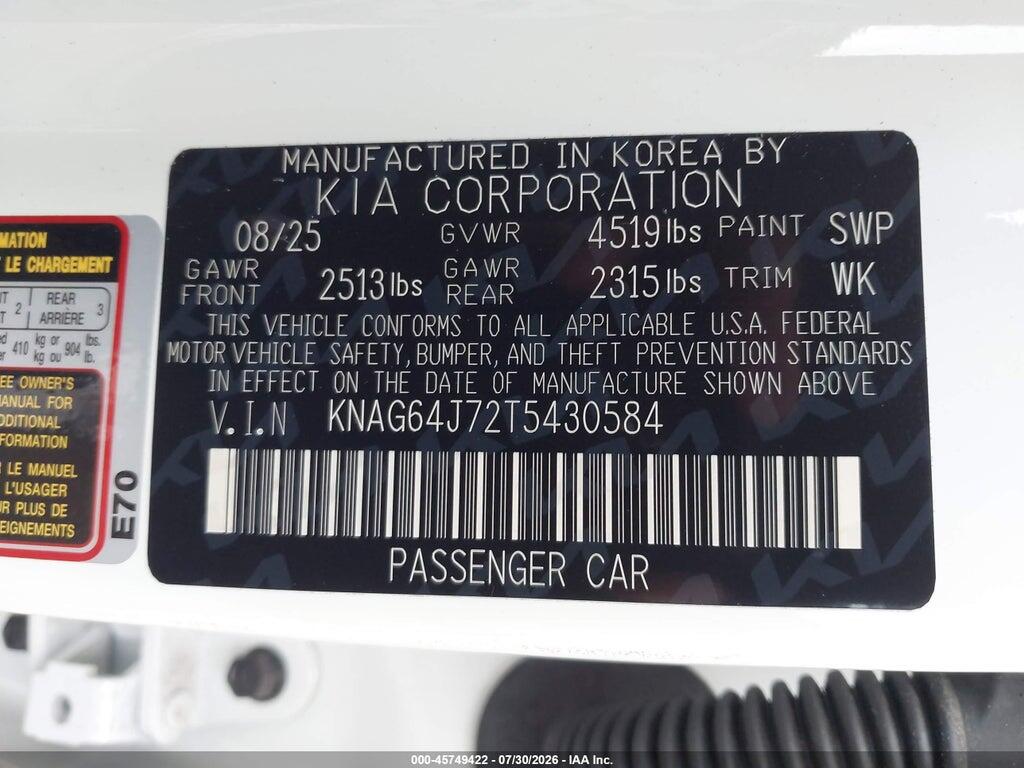 KNAG64J72T5430584 2026 KIA K5 photo no. 9
