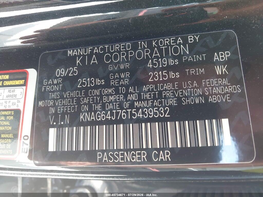 KNAG64J76T5439532 2026 KIA K5 photo no. 9