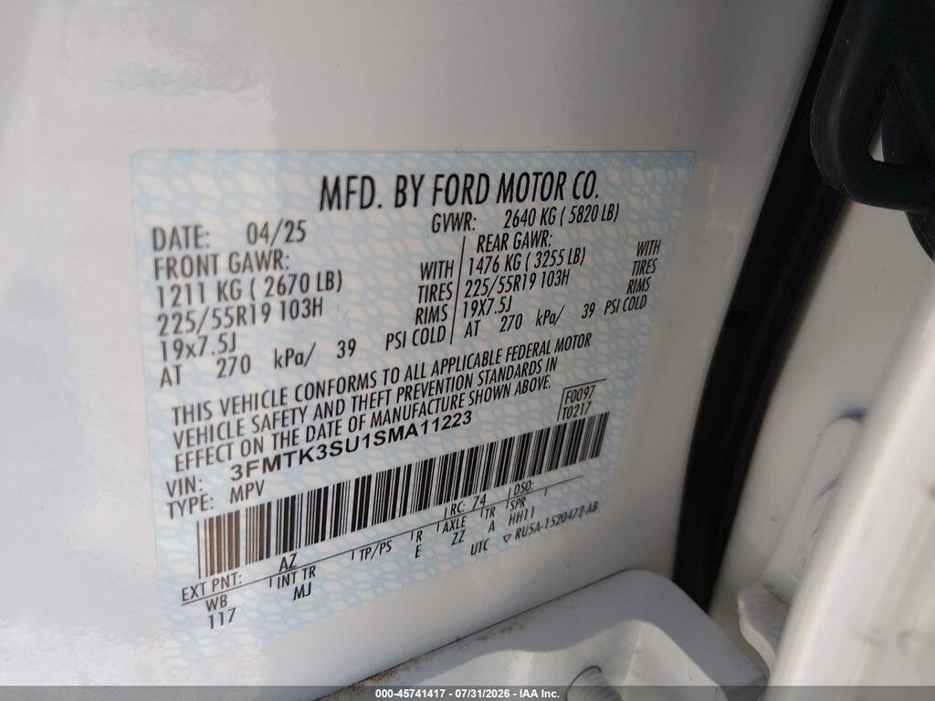 3FMTK3SU1SMA11223 2025 FORD MUSTANG MACH-E photo no. 9
