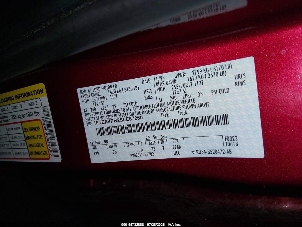 1FTER4PH2SLE67260 2025 FORD RANGER photo no. 9