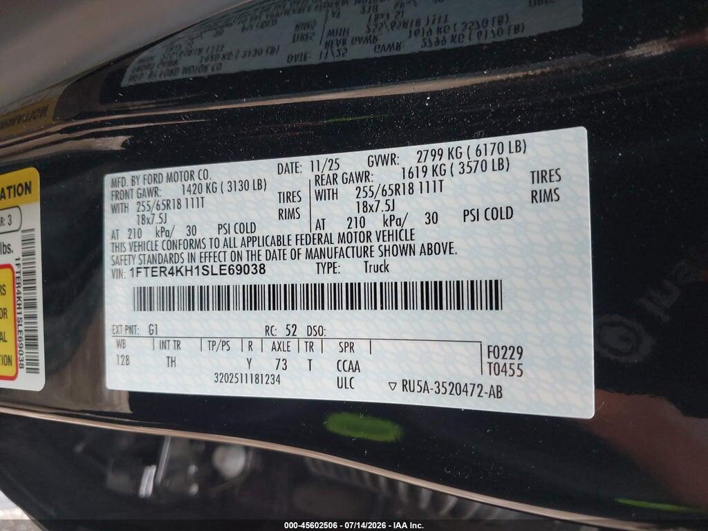 1FTER4KH1SLE69038 2025 FORD RANGER photo no. 9
