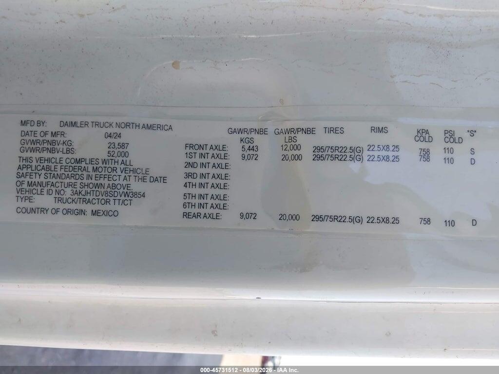 3AKJHTDV8SDVW3854 2025 FREIGHTLINER NEW CASCADIA 116 photo no. 8
