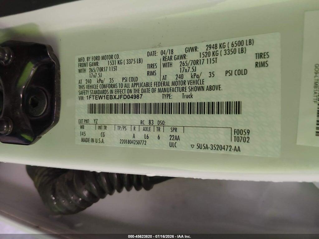 1FTEW1EBXJFD04987 2018 FORD F-150 photo no. 9