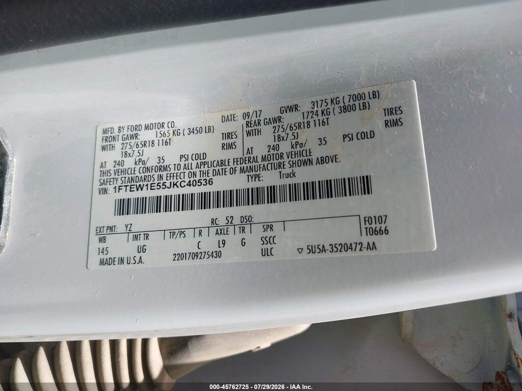 1FTEW1E55JKC40536 2018 FORD F-150 photo no. 9