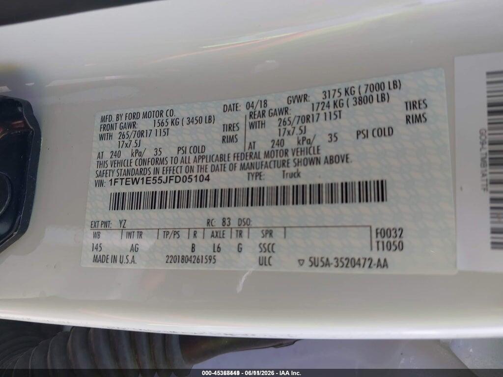 1FTEW1E55JFD05104 2018 FORD F-150 photo no. 9