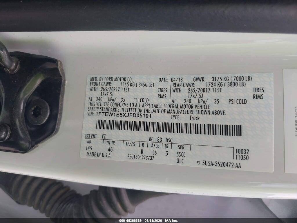 1FTEW1E5XJFD05101 2018 FORD F-150 photo no. 9
