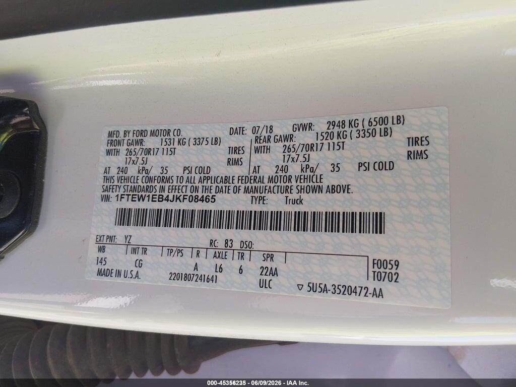 1FTEW1EB4JKF08465 2018 FORD F-150 photo no. 9
