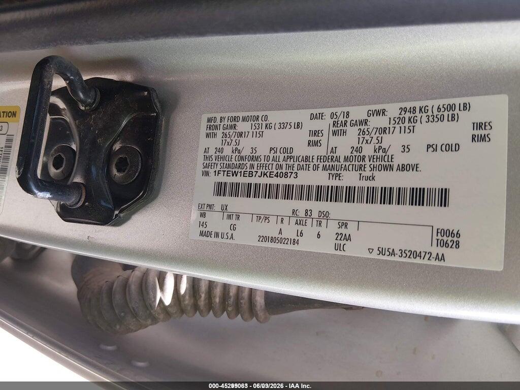 1FTEW1EB7JKE40873 2018 FORD F-150 photo no. 9
