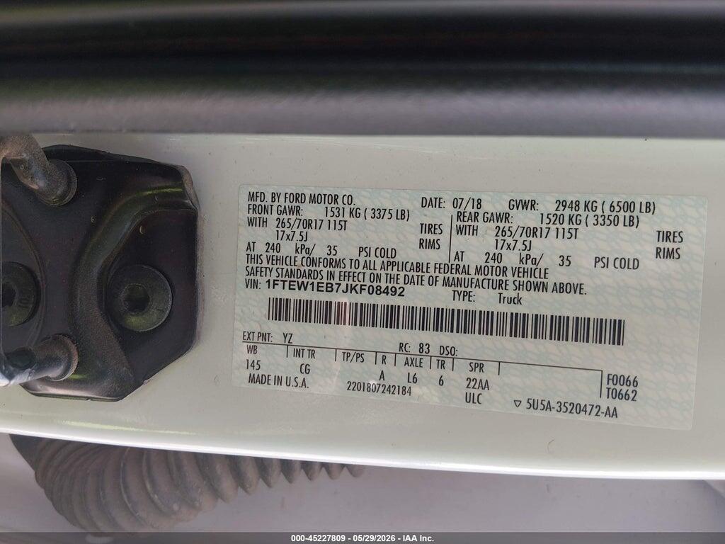 1FTEW1EB7JKF08492 2018 FORD F-150 photo no. 9