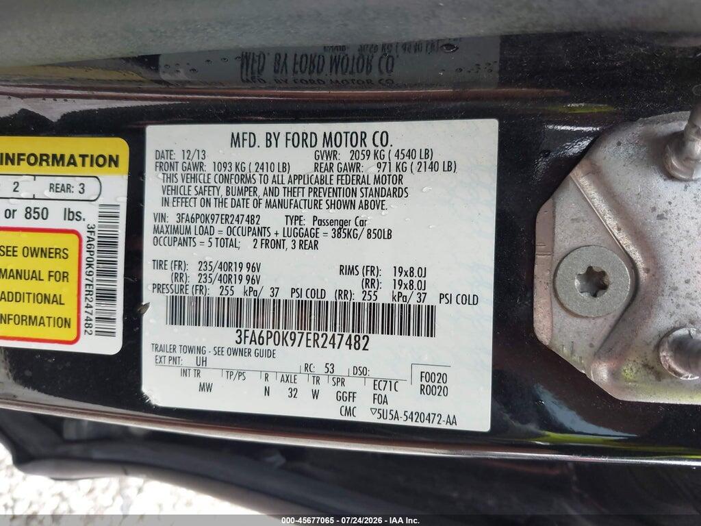3FA6P0K97ER247482 2014 FORD FUSION photo no. 8