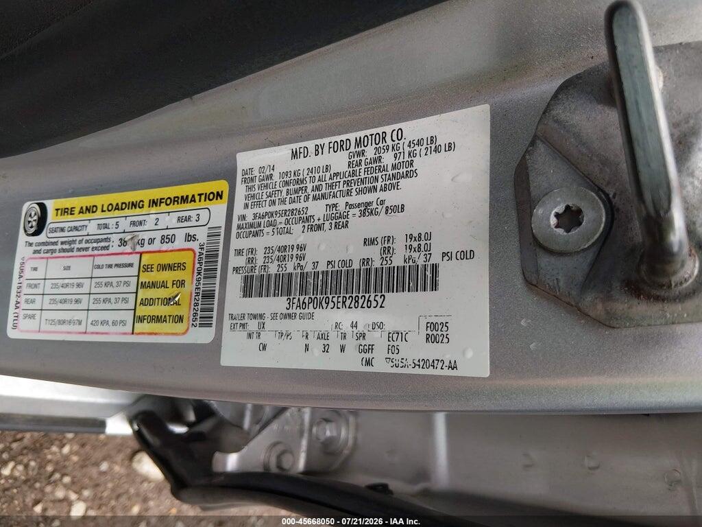 3FA6P0K95ER282652 2014 FORD FUSION photo no. 9